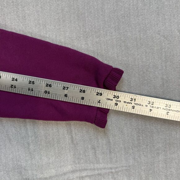 Talbots French Terry Ruffle Sweatshirt Dress Medium Purple Gold Button Preppy - Picture 10 of 10